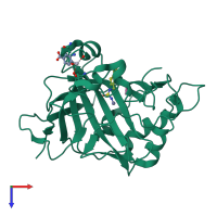 PDB entry 5fdc coloured by chain, top view.