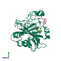 PDB entry 5fdi coloured by chain, side view.