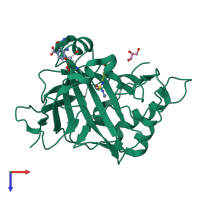 PDB entry 5fdi coloured by chain, top view.