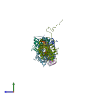 PDB entry 5fdk coloured by chain, side view.