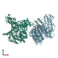PDB entry 5fdn coloured by chain, front view.