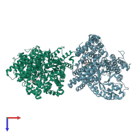 PDB entry 5fdn coloured by chain, top view.