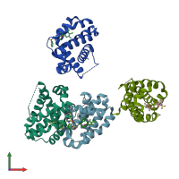 PDB entry 5fdo coloured by chain, front view.