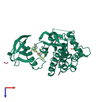 PDB entry 5fdp coloured by chain, top view.