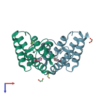 PDB entry 5fe4 coloured by chain, top view.