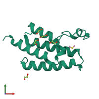 Monomeric assembly 1 of PDB entry 5fe5 coloured by chemically distinct molecules, front view.