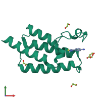 Monomeric assembly 2 of PDB entry 5fe5 coloured by chemically distinct molecules, front view.
