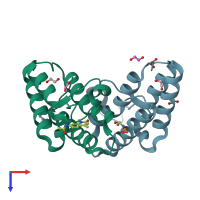 PDB entry 5fe8 coloured by chain, top view.