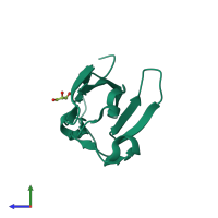 PDB entry 5feb coloured by chain, side view.