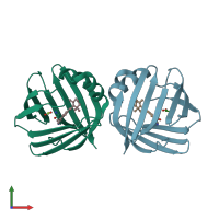 PDB entry 5fen coloured by chain, front view.