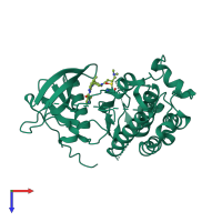 PDB entry 5feq coloured by chain, top view.