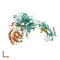 PDB entry 5ffg coloured by chain, front view.