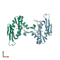 PDB entry 5ffp coloured by chain, front view.