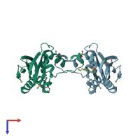 PDB entry 5ffp coloured by chain, top view.