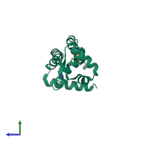 PDB entry 5ffz coloured by chain, side view.