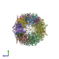 PDB entry 5fgf coloured by chain, side view.