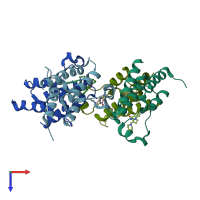 PDB entry 5fh6 coloured by chain, top view.