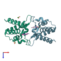 PDB entry 5fh7 coloured by chain, top view.