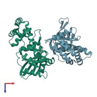 PDB entry 5fh9 coloured by chain, top view.