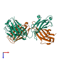 PDB entry 5fha coloured by chain, top view.