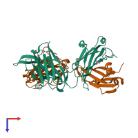 PDB entry 5fhb coloured by chain, top view.
