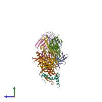 PDB entry 5fhc coloured by chain, side view.