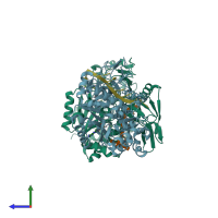 PDB entry 5fhd coloured by chain, side view.