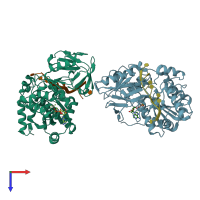 PDB entry 5fhd coloured by chain, top view.