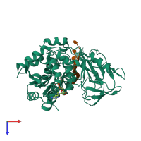 PDB entry 5fhe coloured by chain, top view.