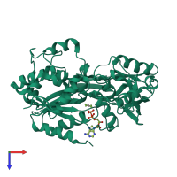 PDB entry 5fhf coloured by chain, top view.