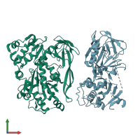 PDB entry 5fhg coloured by chain, front view.