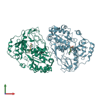 PDB entry 5fhh coloured by chain, front view.