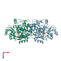 PDB entry 5fhh coloured by chain, top view.
