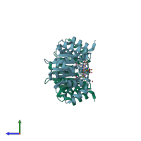 PDB entry 5fhr coloured by chain, side view.