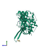 PDB entry 5fht coloured by chain, side view.