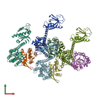 PDB entry 5fi0 coloured by chain, front view.