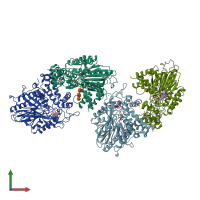 PDB entry 5fic coloured by chain, front view.