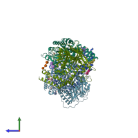 PDB entry 5fic coloured by chain, side view.