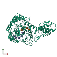 PDB entry 5fih coloured by chain, front view.