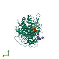 PDB entry 5fih coloured by chain, side view.