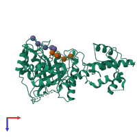 PDB entry 5fih coloured by chain, top view.