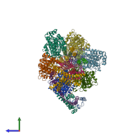 PDB entry 5fik coloured by chain, side view.