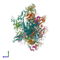 PDB entry 5fj9 coloured by chain, side view.