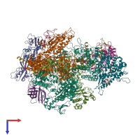 PDB entry 5fj9 coloured by chain, top view.