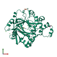 PDB entry 5fjk coloured by chain, front view.