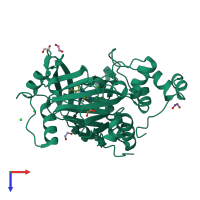 PDB entry 5fjk coloured by chain, top view.