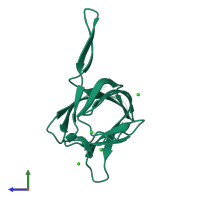 PDB entry 5fjl coloured by chain, side view.