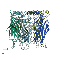 PDB entry 5fjv coloured by chain, top view.