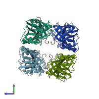 PDB entry 5fjz coloured by chain, side view.