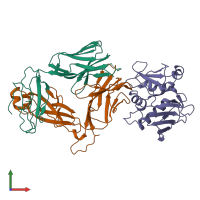 PDB entry 5fk9 coloured by chain, front view.